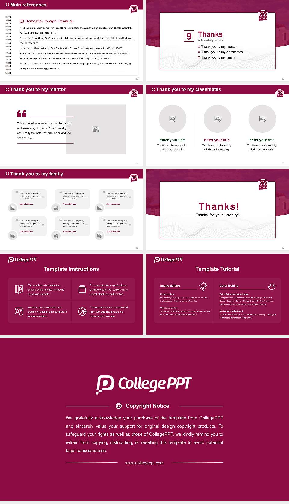 New Mexico State University-Main Campus Graduation Thesis Defense PPT Template16:9 ratio PPT effect preview image7