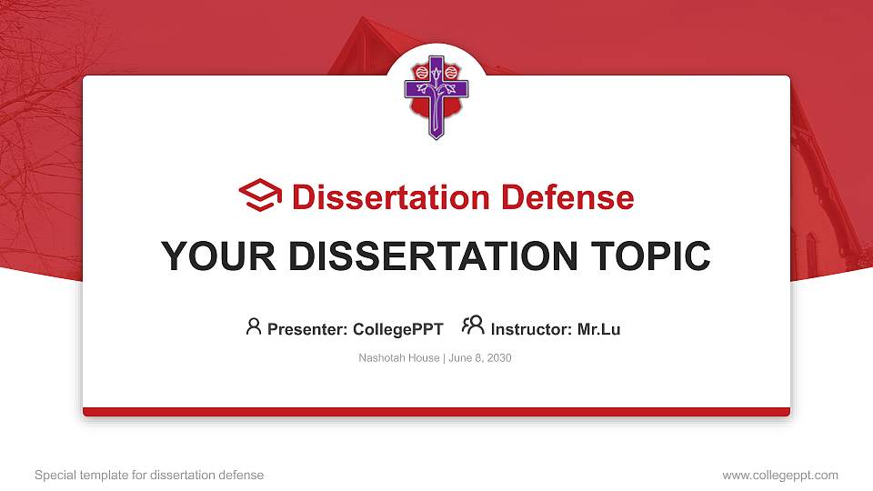 Nashotah House Graduation Thesis Defense PPT Template16:9 ratio PPT effect preview image