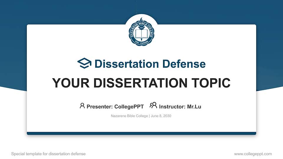 Nazarene Bible College Graduation Thesis Defense PPT Template16:9 ratio PPT effect preview image
