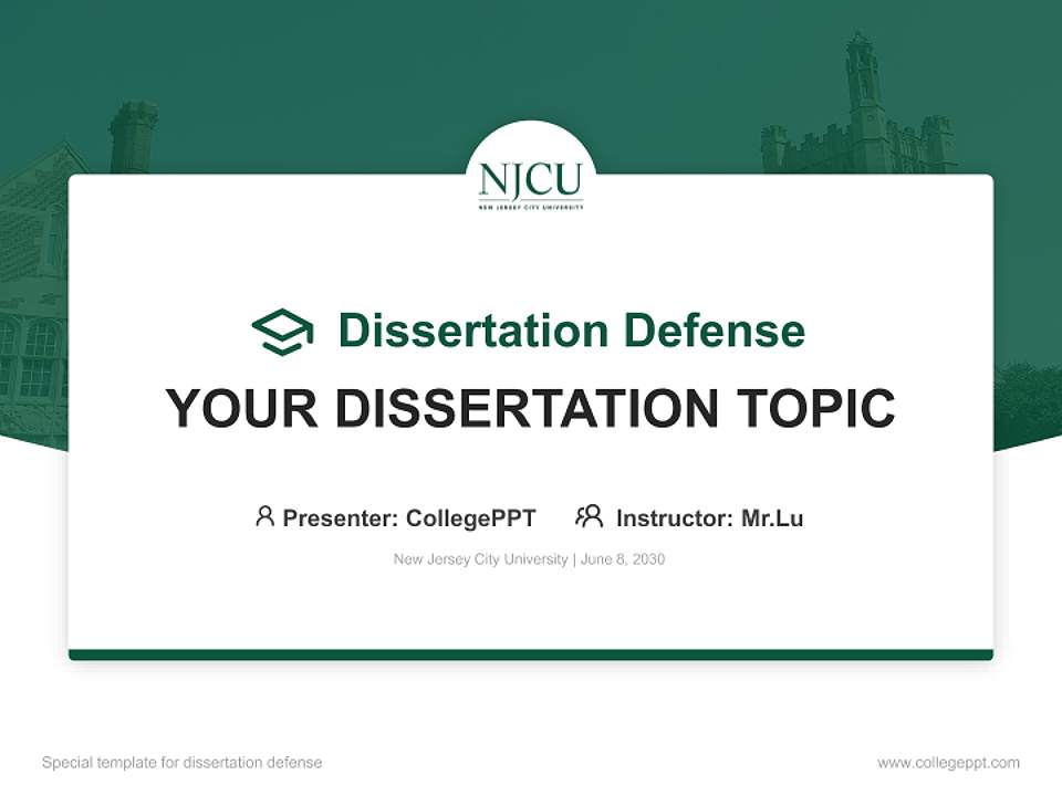 New Jersey City University Graduation Thesis Defense PPT Template4:3 ratio PPT effect preview image7