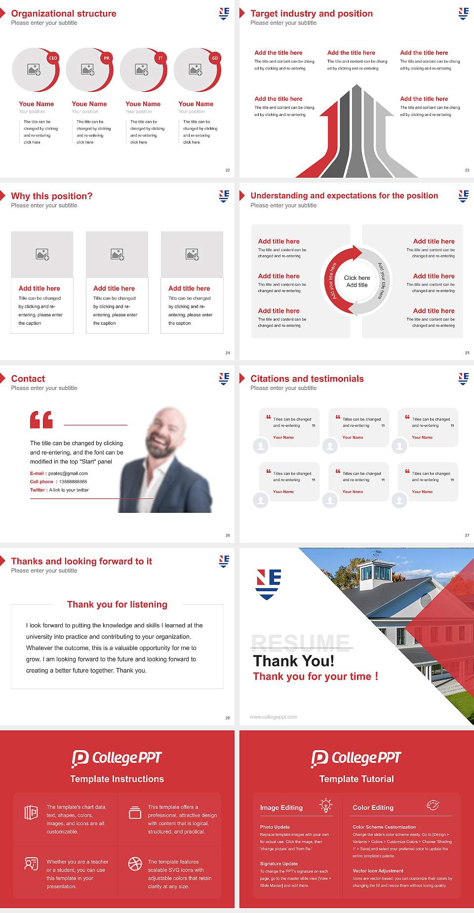 New England College Resume PPT Template4:3 ratio PPT effect preview image4