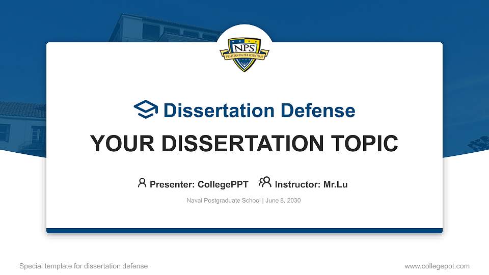Naval Postgraduate School Graduation Thesis Defense PPT Template16:9 ratio PPT effect preview image1