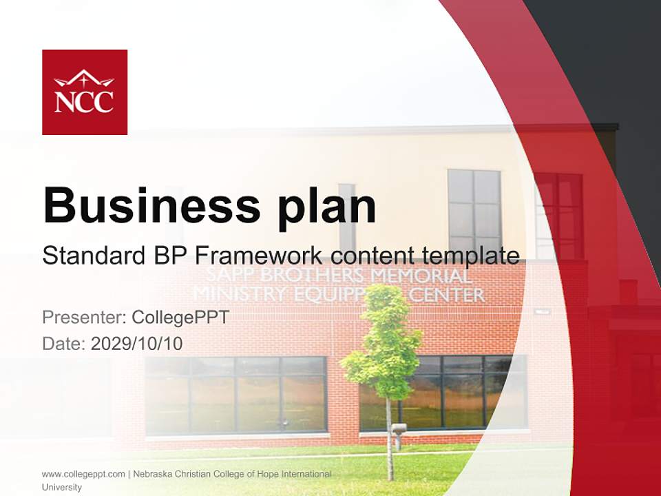 Nebraska Christian College of Hope International University Competition/Entrepreneurship Contest PPT Template4:3 ratio PPT effect preview image9
