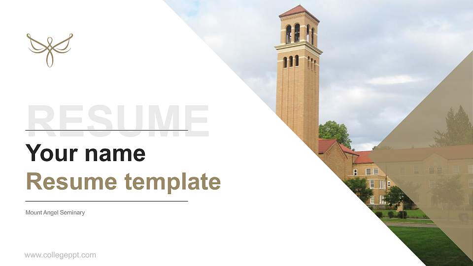 Mount Angel Seminary Resume PPT Template16:9 ratio PPT effect preview image