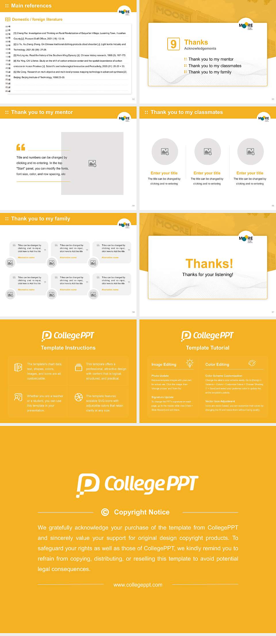 Moore College of Art and Design Graduation Thesis Defense PPT Template4:3 ratio PPT effect preview image7