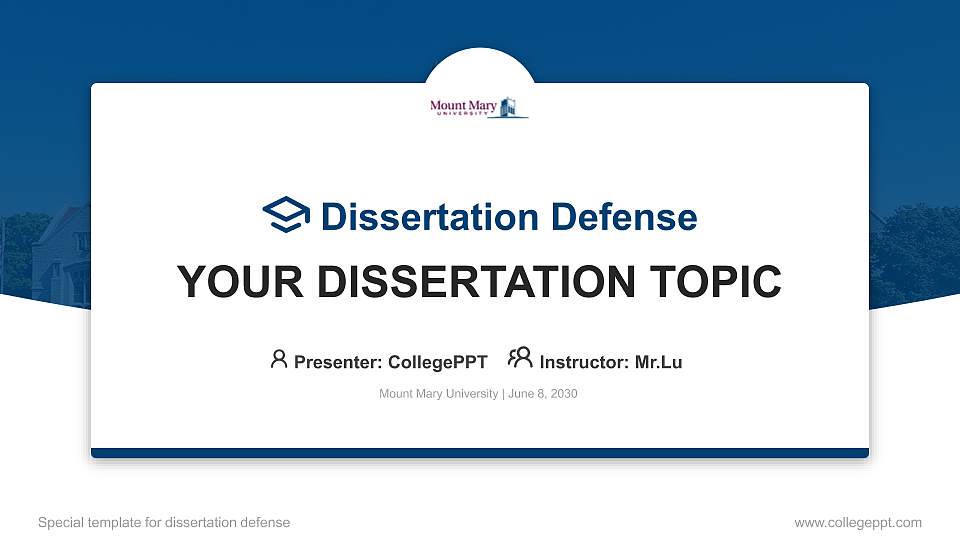 Mount Mary University Graduation Thesis Defense PPT Template16:9 ratio PPT effect preview image