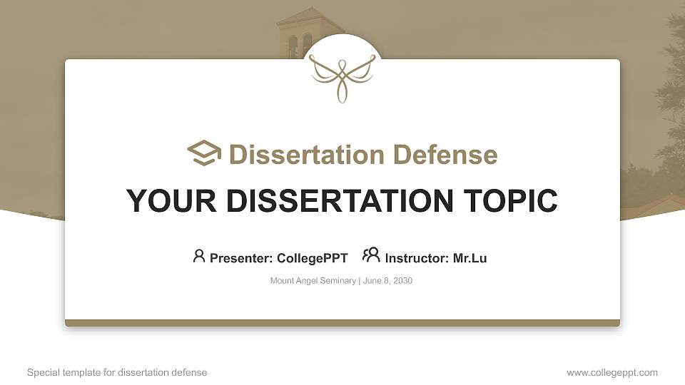 Mount Angel Seminary Graduation Thesis Defense PPT Template16:9 ratio PPT effect preview image