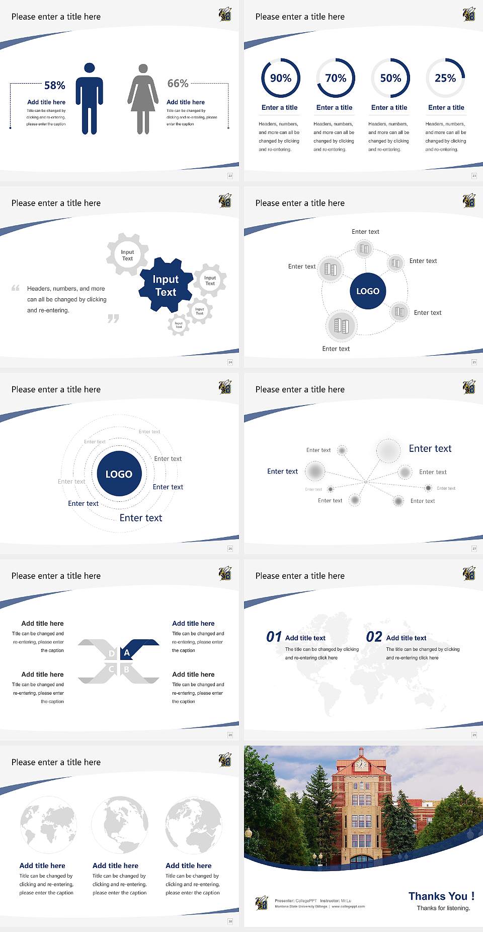 Montana State University Billings Course/Courseware Creation PPT Template4:3 ratio PPT effect preview image4