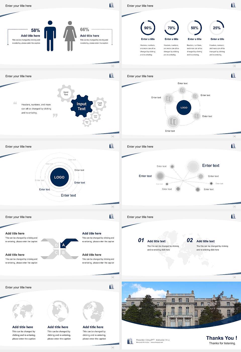 Monmouth University Course/Courseware Creation PPT Template16:9 ratio PPT effect preview image4