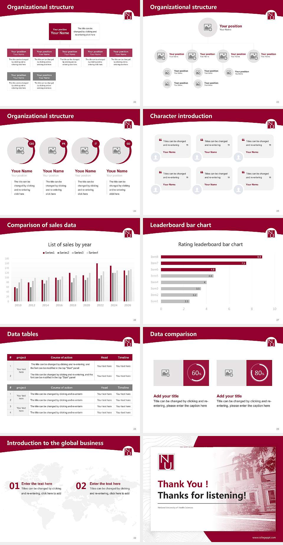 National University of Health Sciences Academic Presentation/Research Findings Report PPT Template4:3 ratio PPT effect preview image4