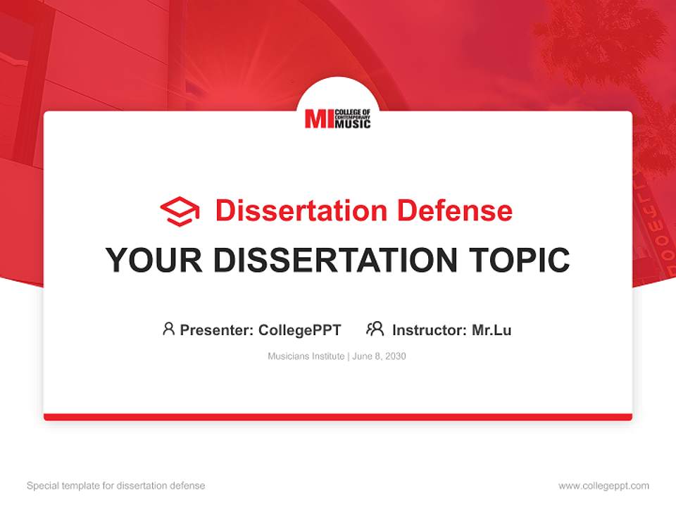 Musicians Institute Graduation Thesis Defense PPT Template4:3 ratio PPT effect preview image7
