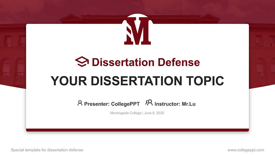 Morningside College Graduation Thesis Defense PPT Template16:9 ratio PPT effect preview image