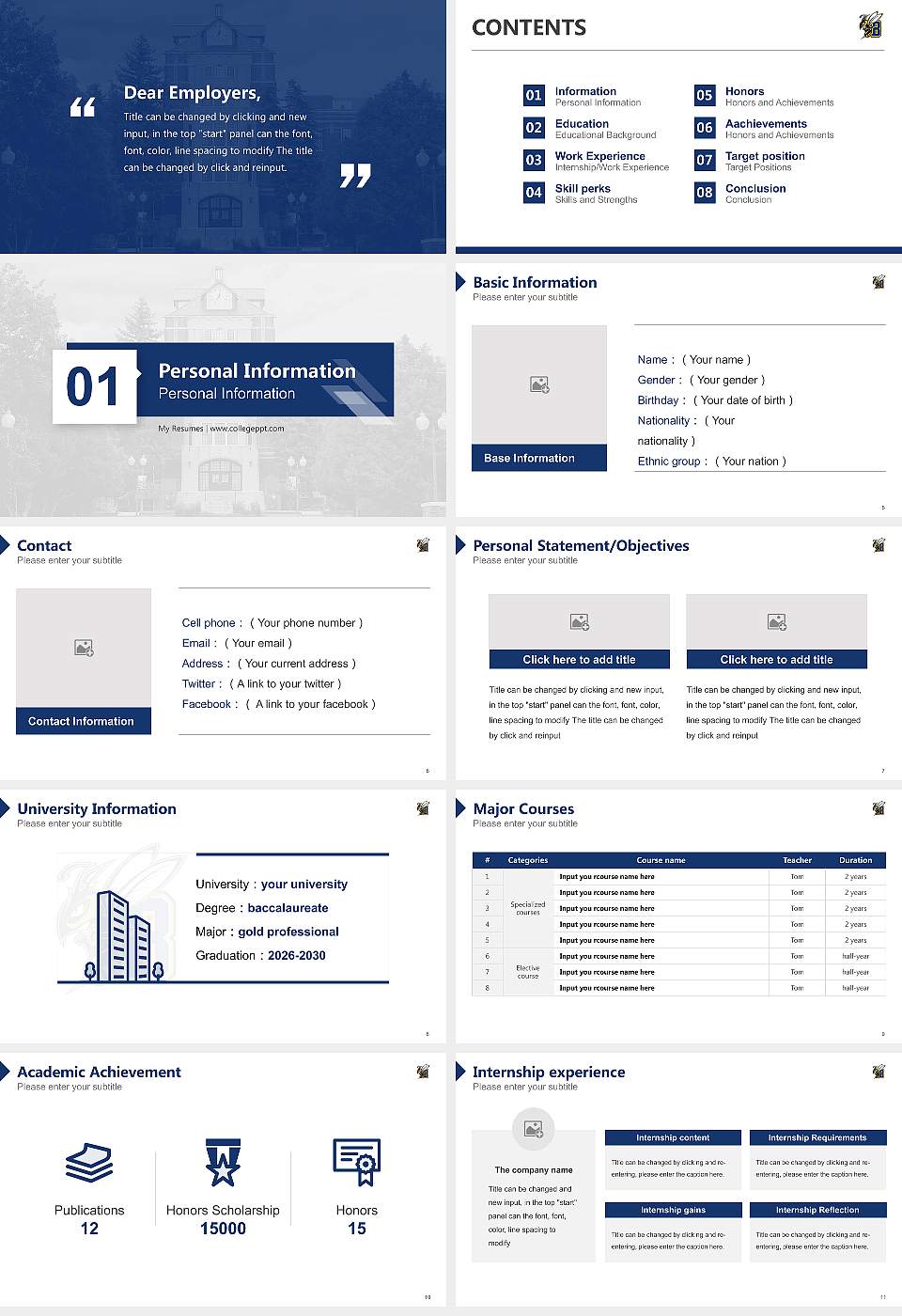 Montana State University Billings Resume PPT Template16:9 ratio PPT effect preview image2