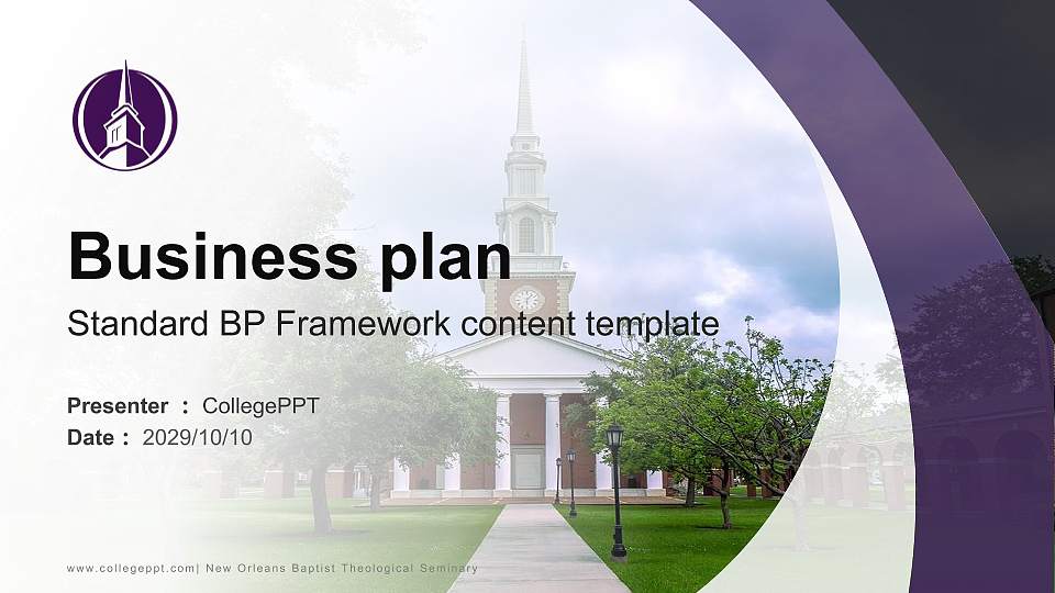 New Orleans Baptist Theological Seminary Competition/Entrepreneurship Contest PPT Template16:9 ratio PPT effect preview image