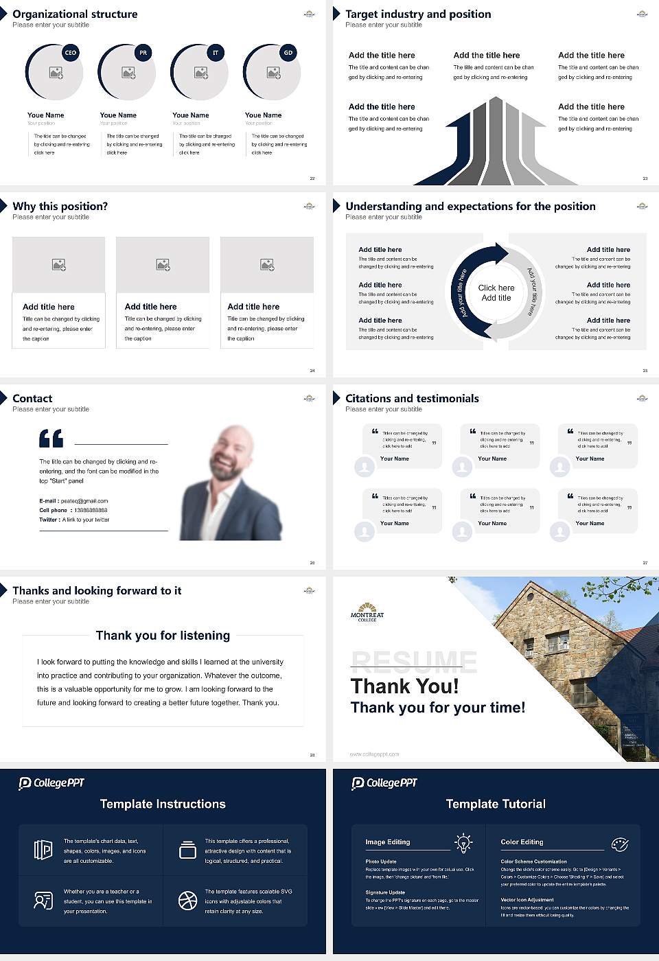 Montreat College Resume PPT Template16:9 ratio PPT effect preview image4