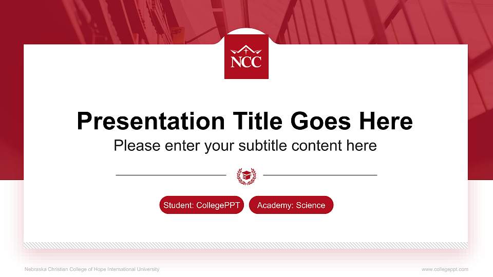 Nebraska Christian College of Hope International University National Scholarship Defense PPT Template16:9 ratio PPT effect preview image