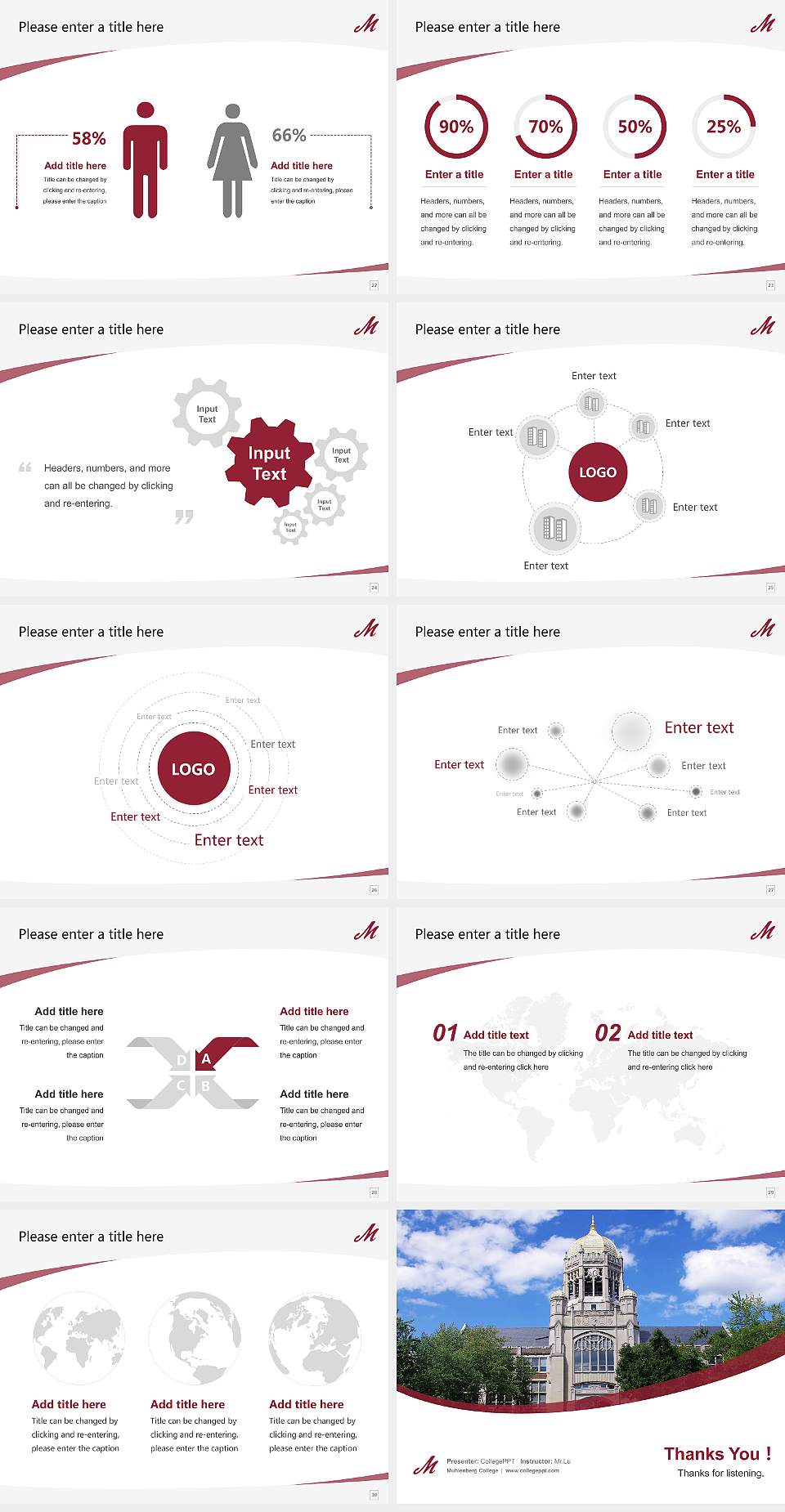 Muhlenberg College Course/Courseware Creation PPT Template4:3 ratio PPT effect preview image4