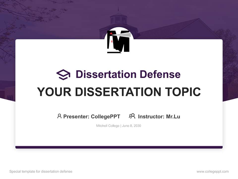 Mitchell College Graduation Thesis Defense PPT Template4:3 ratio PPT effect preview image7