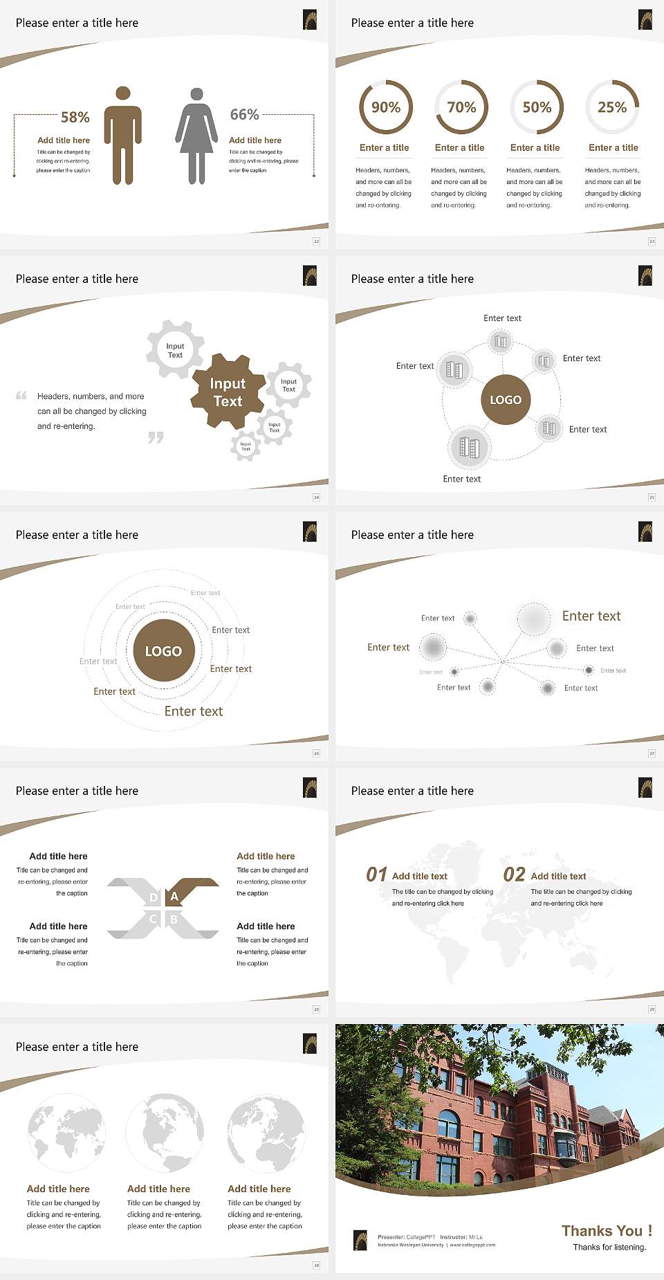 Nebraska Wesleyan University Course/Courseware Creation PPT Template4:3 ratio PPT effect preview image4