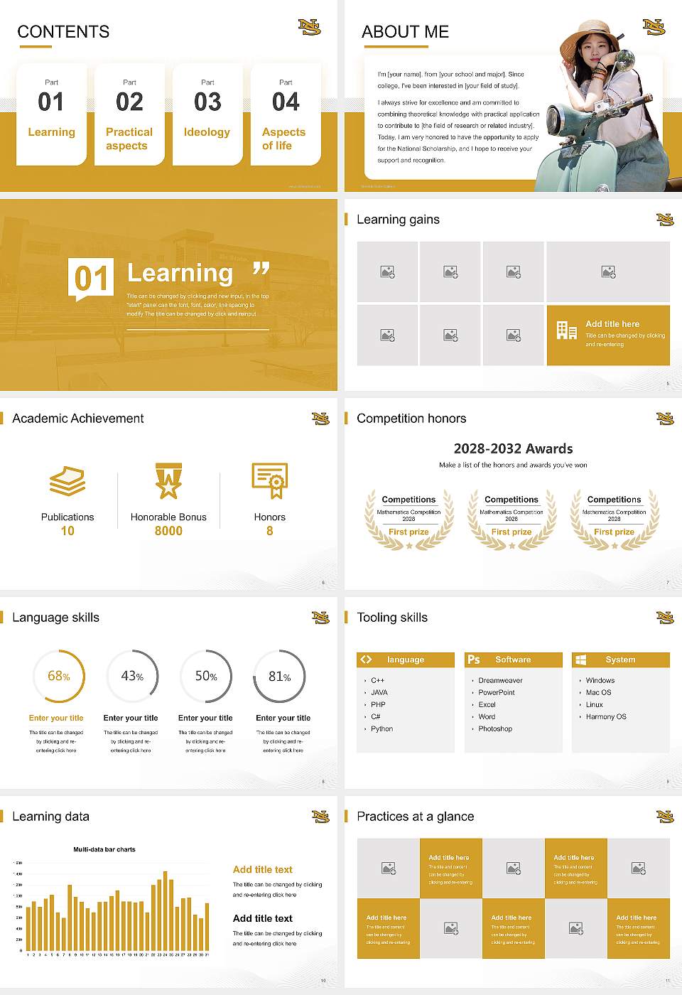 Nevada State College National Scholarship Defense PPT Template16:9 ratio PPT effect preview image2