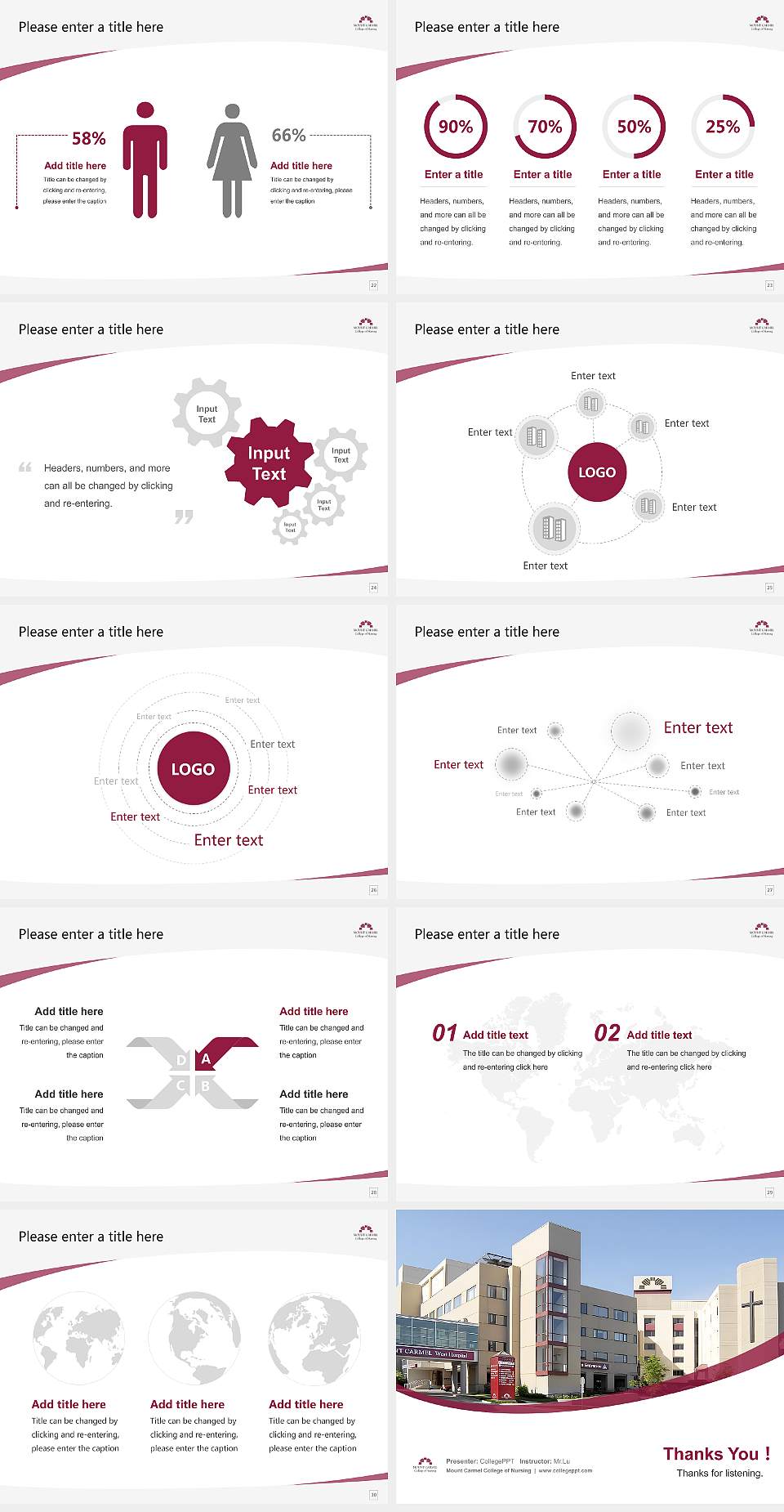 Mount Carmel College of Nursing Course/Courseware Creation PPT Template4:3 ratio PPT effect preview image4