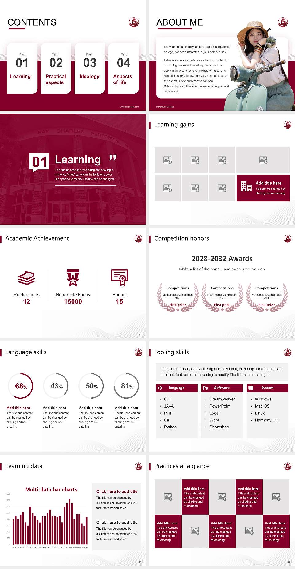 Morehouse College National Scholarship Defense PPT Template4:3 ratio PPT effect preview image2