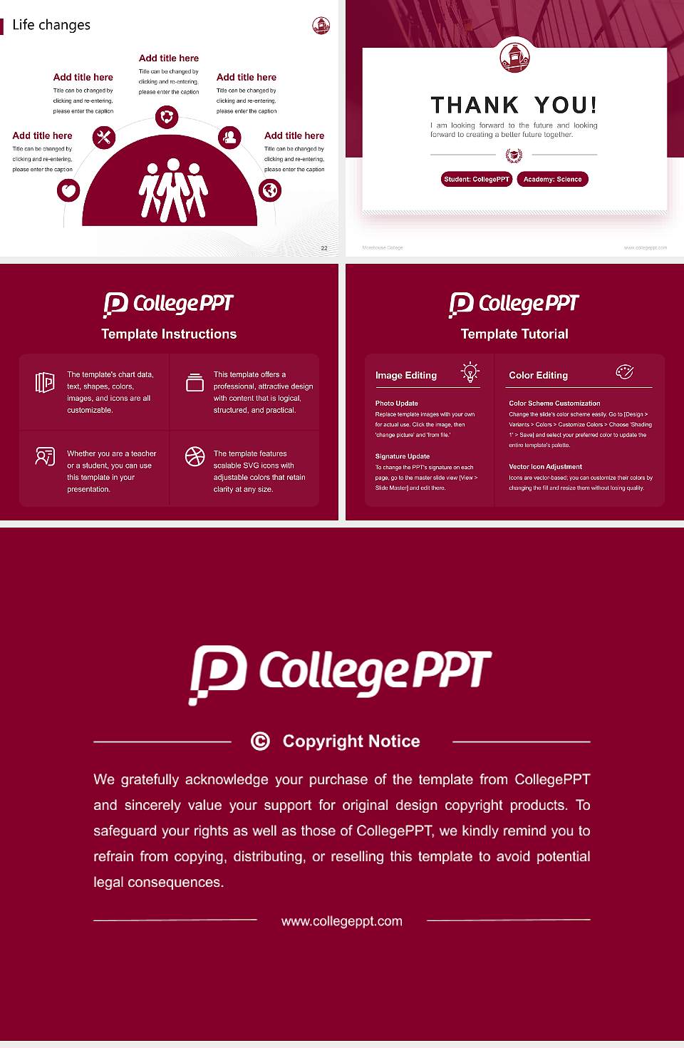 Morehouse College National Scholarship Defense PPT Template4:3 ratio PPT effect preview image4
