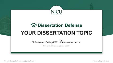 New Jersey City University Graduation Thesis Defense PPT Template