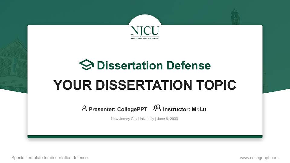 New Jersey City University Graduation Thesis Defense PPT Template16:9 ratio PPT effect preview image