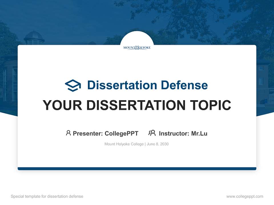 Mount Holyoke College Graduation Thesis Defense PPT Template4:3 ratio PPT effect preview image7