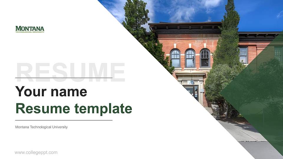 Montana Technological University Resume PPT Template16:9 ratio PPT effect preview image