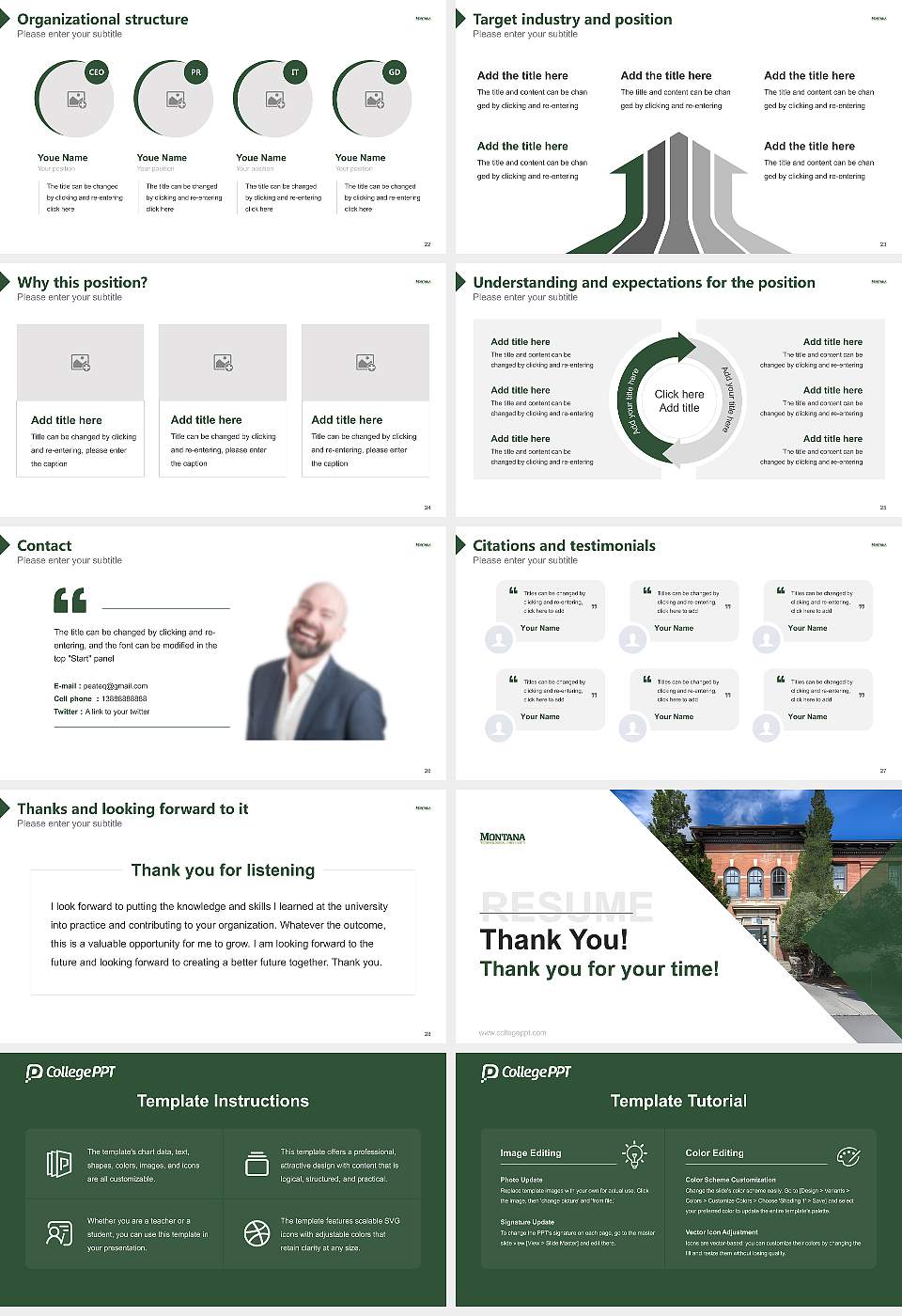Montana Technological University Resume PPT Template16:9 ratio PPT effect preview image4