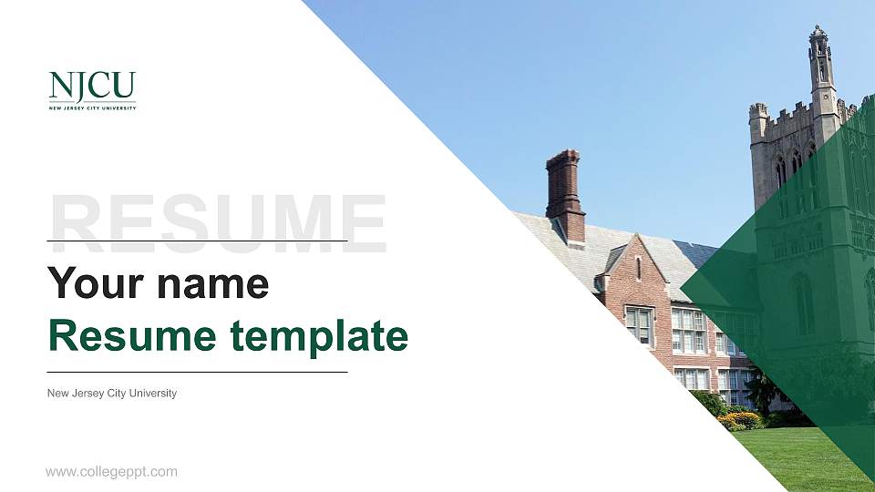 New Jersey City University Resume PPT Template16:9 ratio PPT effect preview image