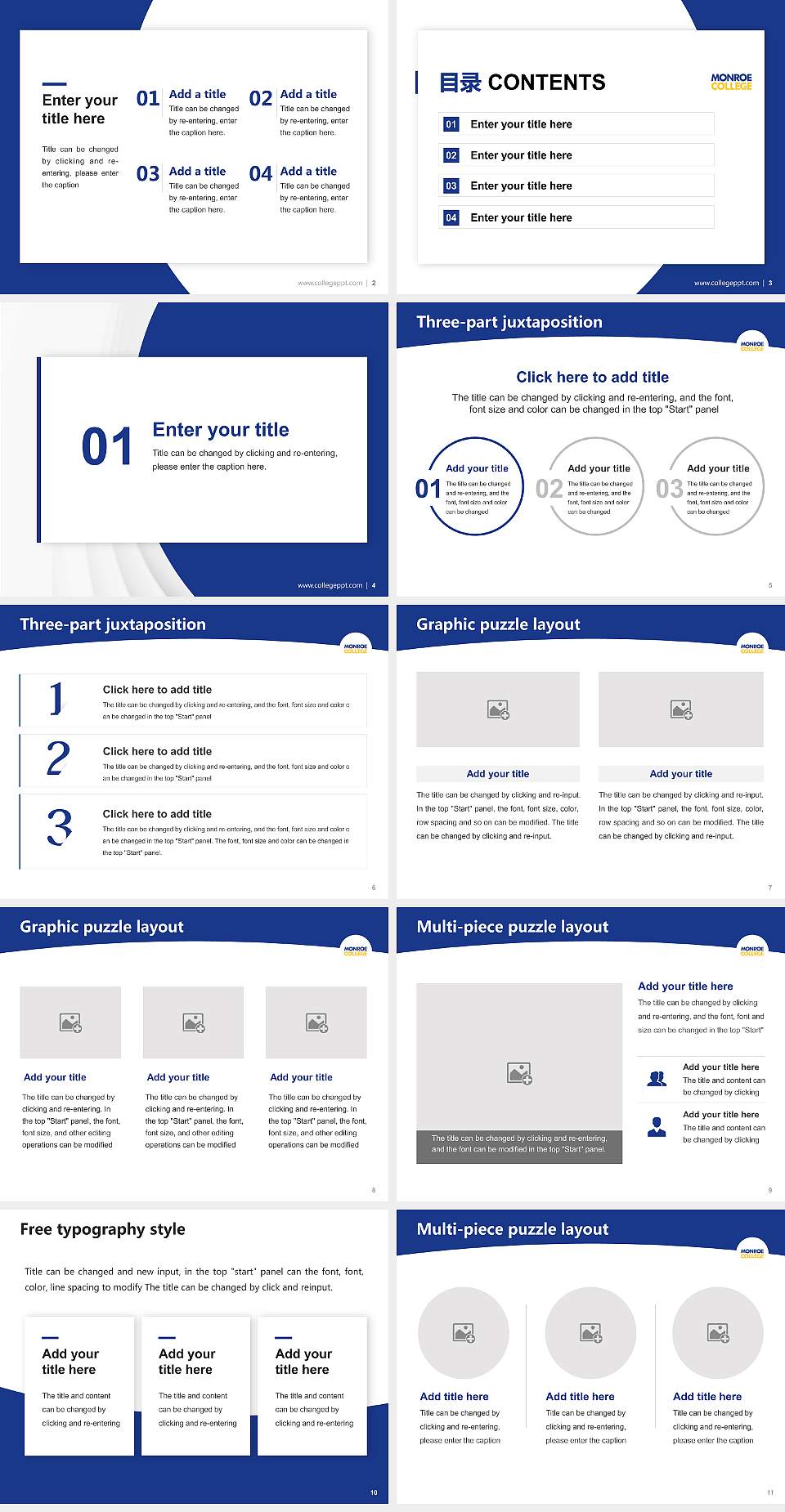 Monroe College Academic Presentation/Research Findings Report PPT Template4:3 ratio PPT effect preview image2