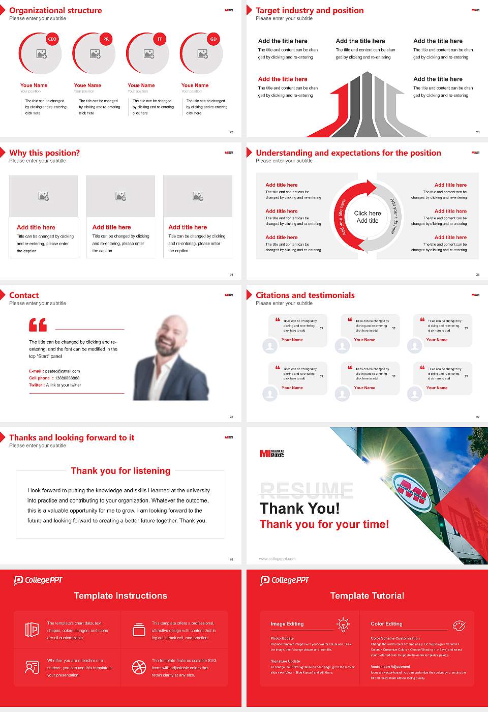 Musicians Institute Resume PPT Template16:9 ratio PPT effect preview image4