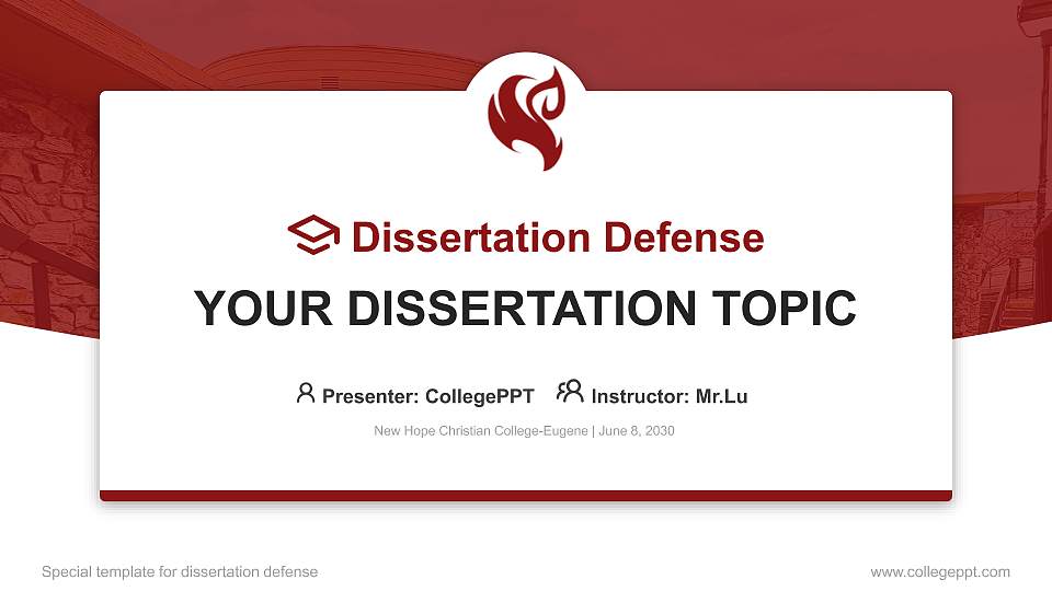 New Hope Christian College-Eugene Graduation Thesis Defense PPT Template16:9 ratio PPT effect preview image
