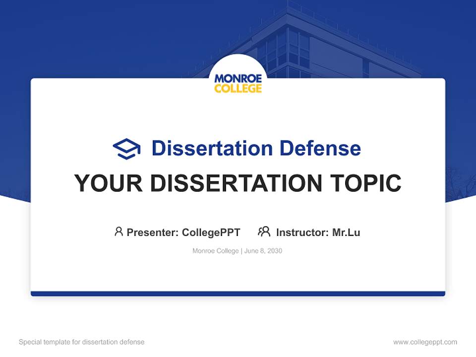 Monroe College Graduation Thesis Defense PPT Template4:3 ratio PPT effect preview image7