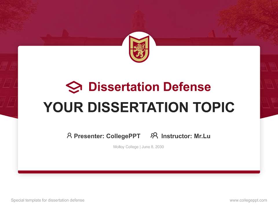 Molloy College Graduation Thesis Defense PPT Template4:3 ratio PPT effect preview image7
