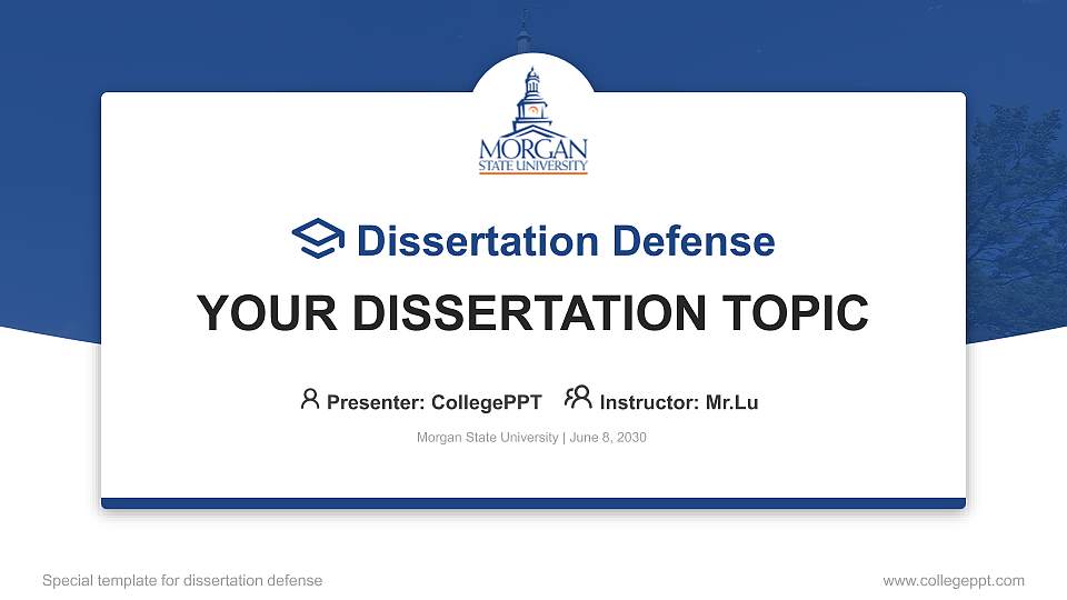 Morgan State University Graduation Thesis Defense PPT Template16:9 ratio PPT effect preview image