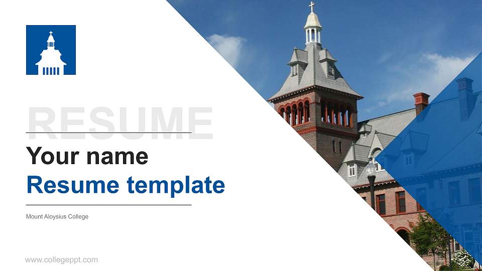Mount Aloysius College Resume PPT Template16:9 ratio PPT effect preview image
