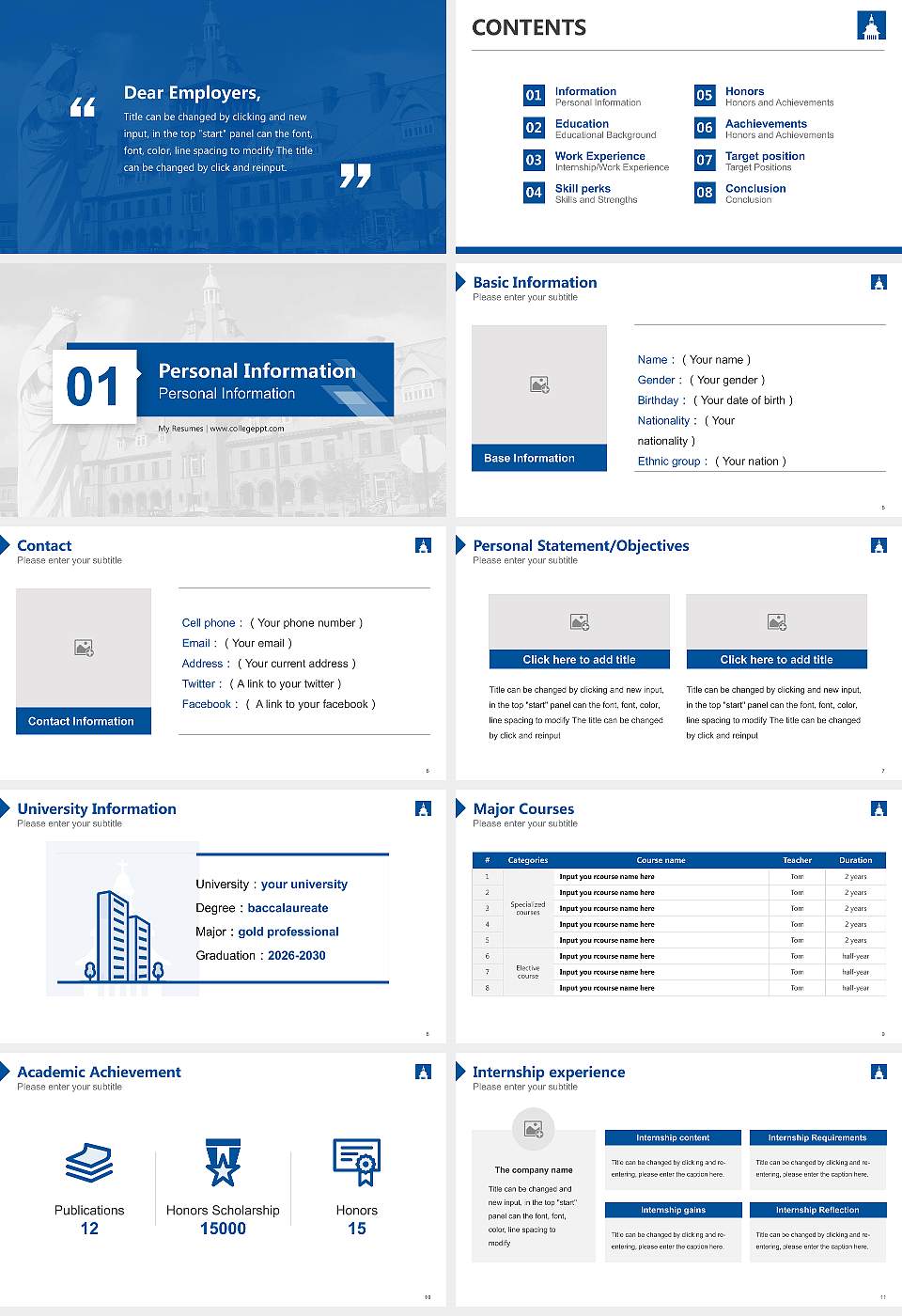 Mount Aloysius College Resume PPT Template16:9 ratio PPT effect preview image2