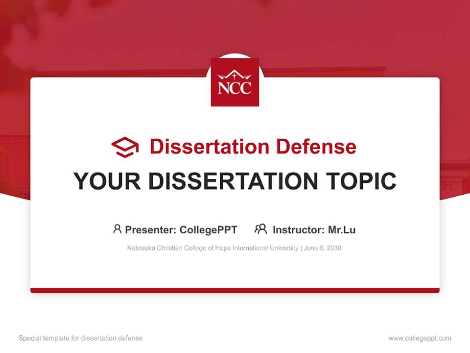 Nebraska Christian College of Hope International University Graduation Thesis Defense PPT Template4:3 ratio PPT effect preview image7