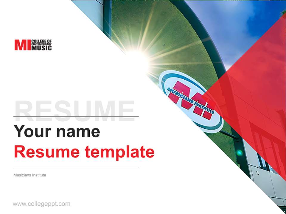 Musicians Institute Resume PPT Template4:3 ratio PPT effect preview image5