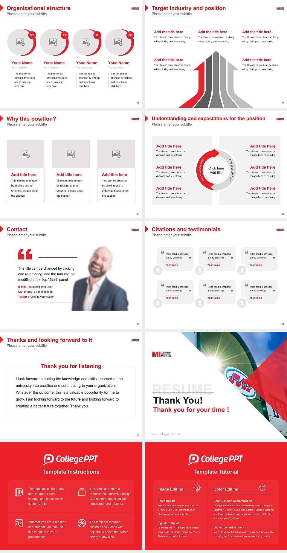 Musicians Institute Resume PPT Template4:3 ratio PPT effect preview image4