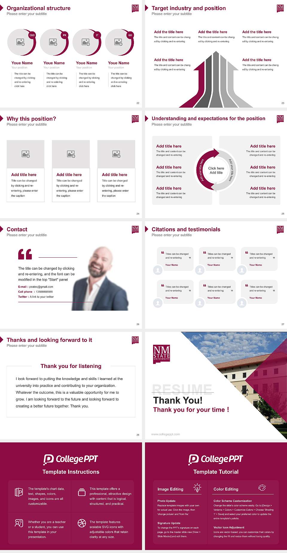 New Mexico State University-Main Campus Resume PPT Template4:3 ratio PPT effect preview image4