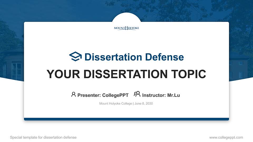 Mount Holyoke College Graduation Thesis Defense PPT Template16:9 ratio PPT effect preview image