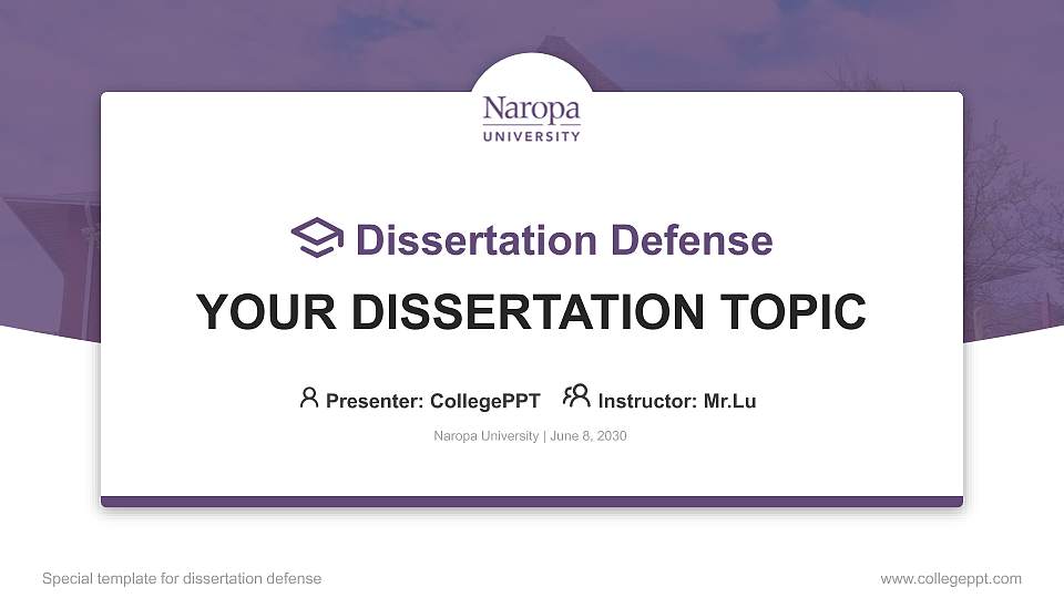 Naropa University Graduation Thesis Defense PPT Template16:9 ratio PPT effect preview image