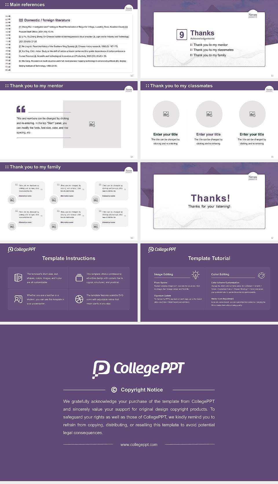 Naropa University Graduation Thesis Defense PPT Template16:9 ratio PPT effect preview image7