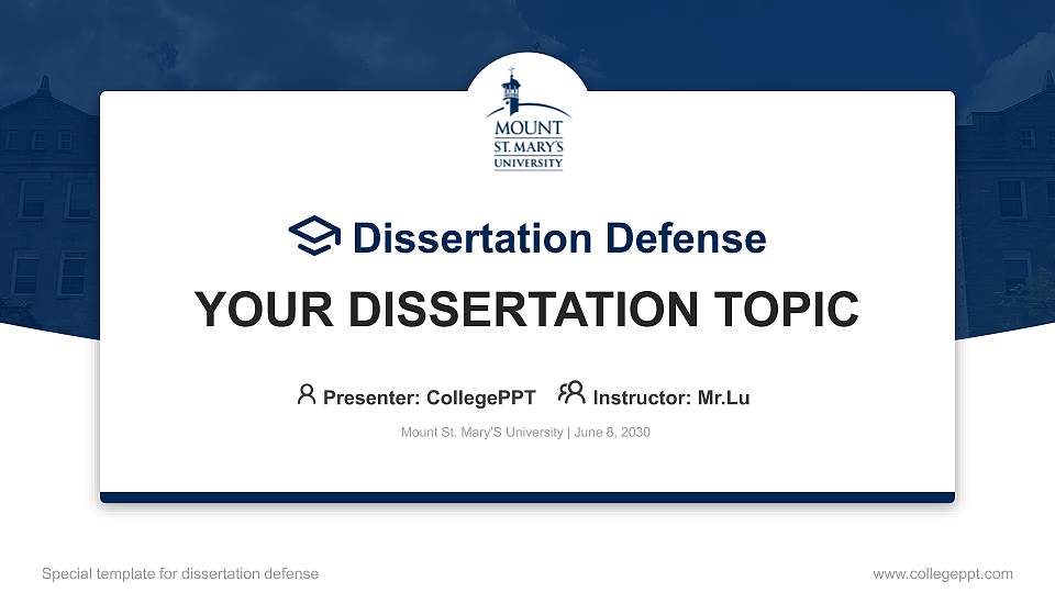 Mount St. Mary’S University Graduation Thesis Defense PPT Template16:9 ratio PPT effect preview image