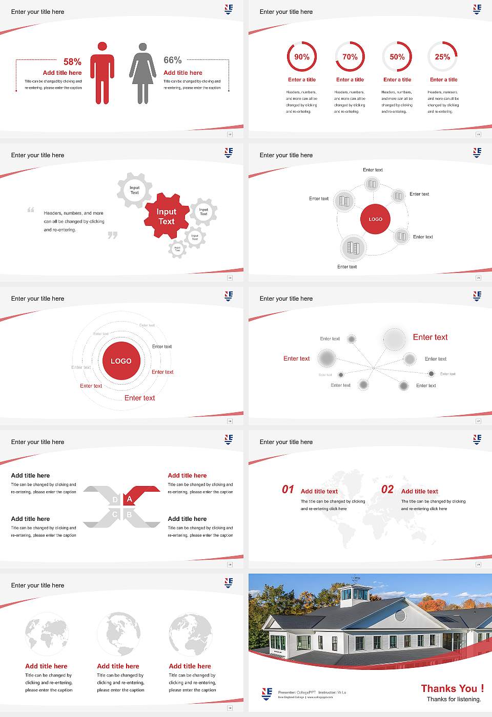 New England College Course/Courseware Creation PPT Template16:9 ratio PPT effect preview image4